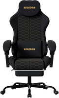 Honeycomb Embossed Gaming Chair with Footrest, Adjustable Ergonomic Office Chair for Adults, Black