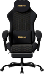 Honeycomb Embossed Gaming Chair with Footrest, Adjustable Ergonomic Office Chair for Adults, Black
