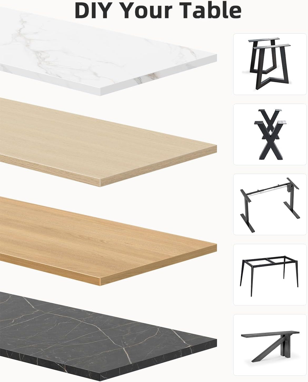 Universal 55 x 20 One-Piece Solid Wood Table Top, 1" Thick Desktop for Stand Up Height Adjustable Desk Frames, Home Office Tabletop, Countertop DIY