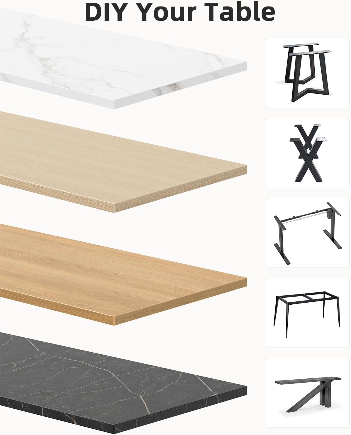 Universal 55 x 20 One-Piece Solid Wood Table Top, 1" Thick Desktop for Stand Up Height Adjustable Desk Frames, Home Office Tabletop, Countertop DIY