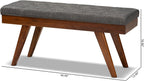 Baxton Studio Alona Mid-Century Modern Medium Grey Fabric Upholstered Wood Dining Bench