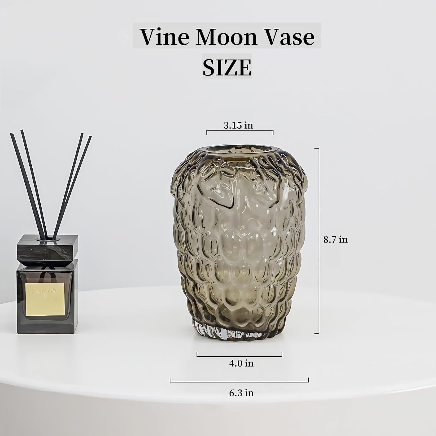 Lvases Amber Bubble Textured Nordic Modern Clear Glass Flower Vase | Minimalist glass vessel for fresh cut floral arrangement, table center decor for living room dining shelf indoor home display