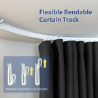 Room Divider Ceiling Mounted Curtains Track Sets Extra Wide Blackout Curtain Flexible Tracks for Bedroom Privacy Partition Separator, 1 Panel Black Drape and White Rail, W8.3 x H8ft