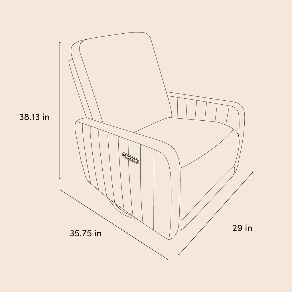 Storkcraft Kyoto Deluxe Power Recliner Swivel Glider (Black Boucle) – Premium Electronic Power Recliner for Nursery, Includes Dual-USB Charging Port with USB-A & USB-C, Glider Rocking Chair