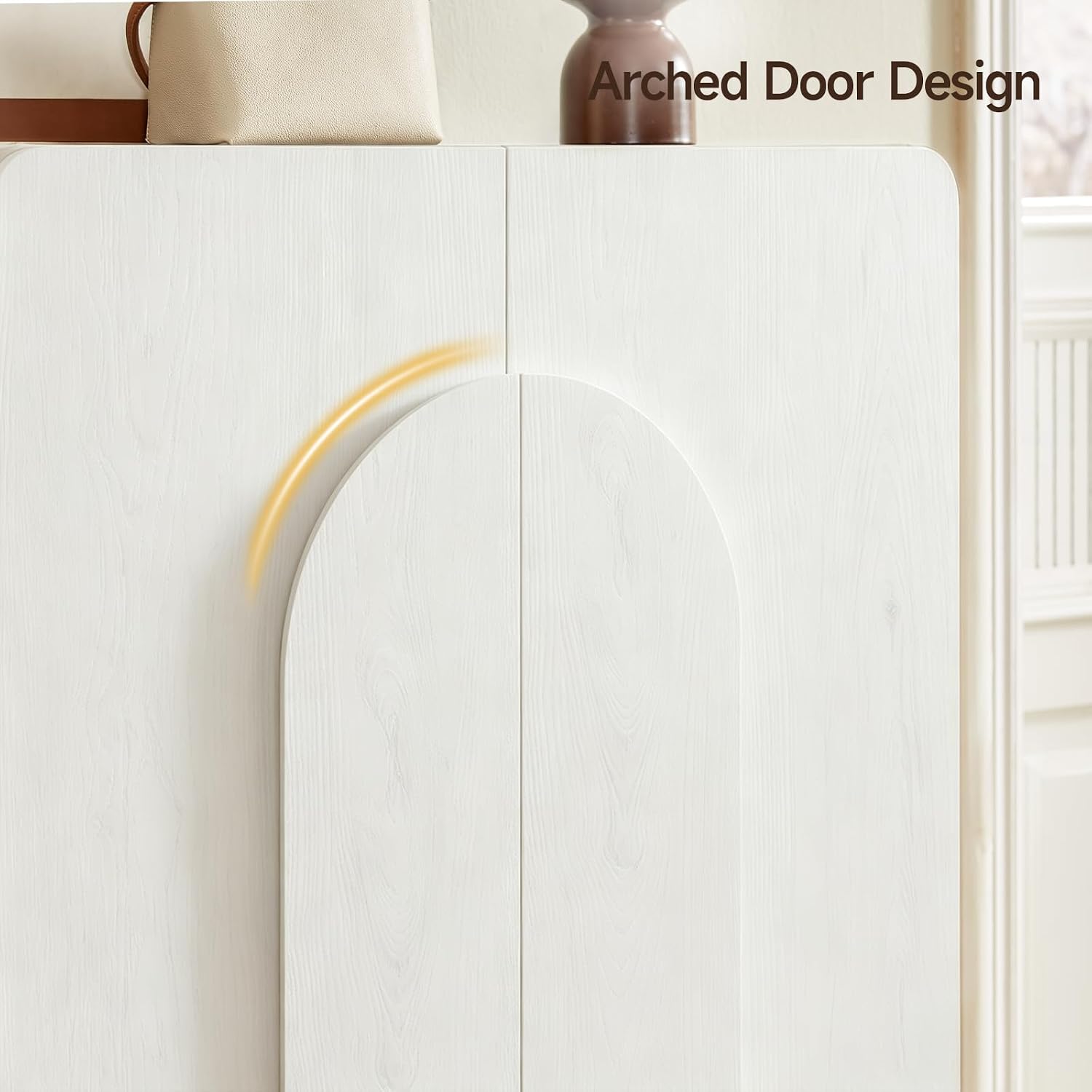 ONBRILL Shoe Storage Cabinet with Doors, Large Shoe Cabinet Storage for Entryway, Wooden 6 Tier Shoe Organizer Cabinets with Adjustable Shelves for Entrance Hallway Living Room Foyer (White)