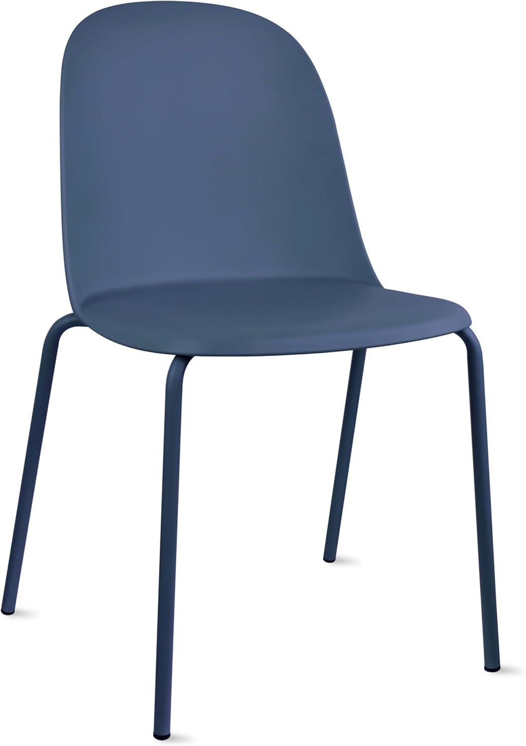 2xhome Set of 4 Modern Stackable Armless Dining Chairs | Plastic Shell Seat with Metal Legs | Indoor or Outdoor Use | Home Kitchen Patio, Blue