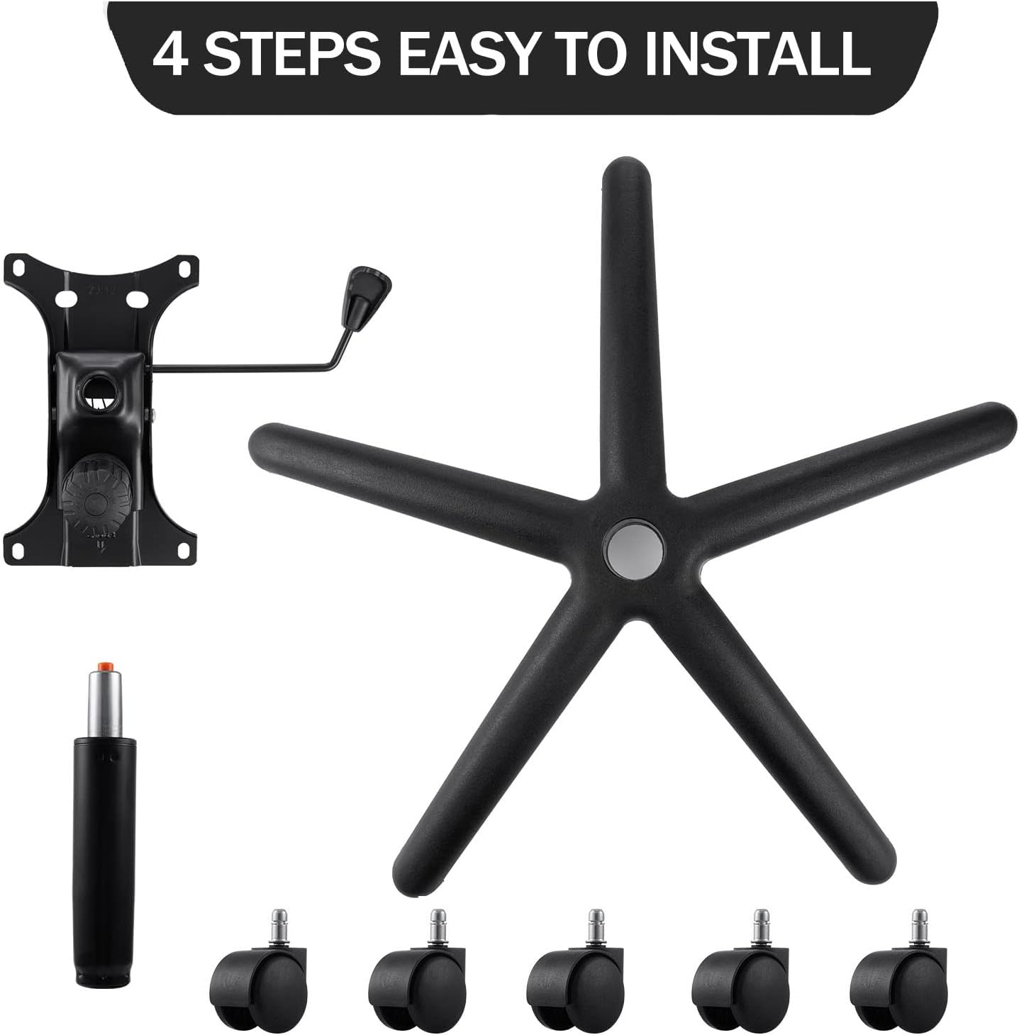Topdeep 28" Swivel Chair Base Replacement, Office Chair Base, 350 Pounds Heavy Duty Gaming Chair Replacement Base with Bottom Plate Stand Cylinder and Casters