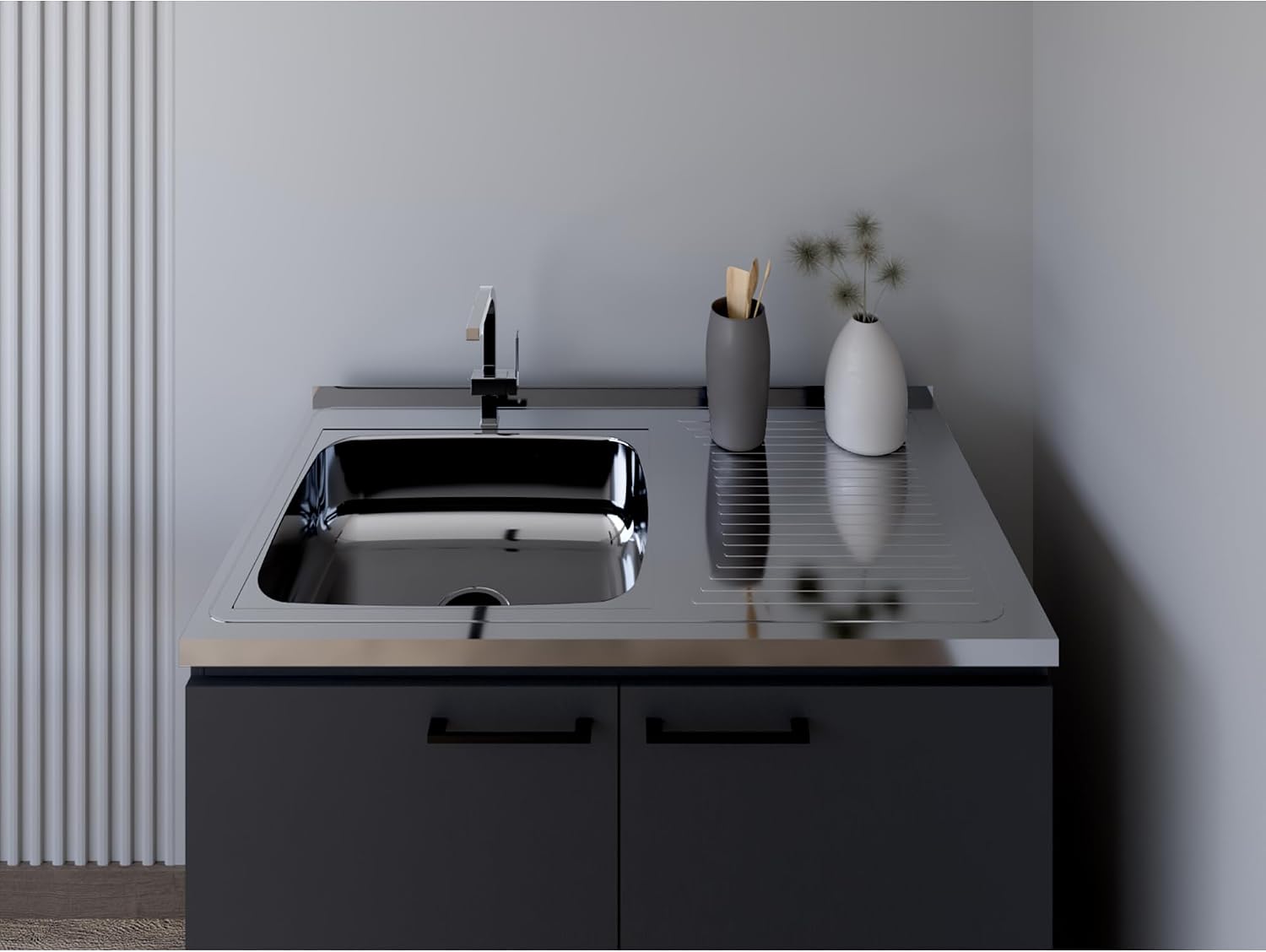 Utility Sink Cabinet Burwood, Kitchen, Black