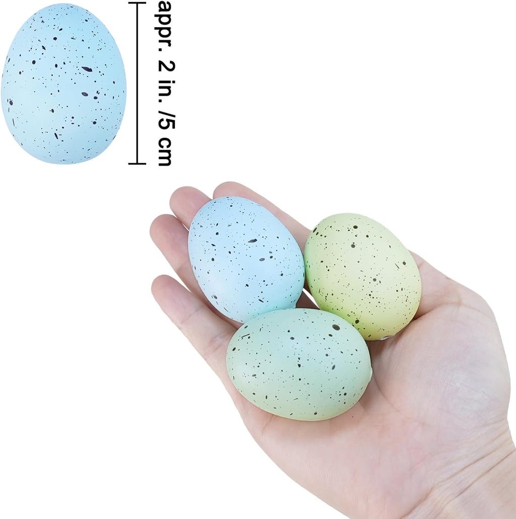 Winlyn 40 Pcs Easter Eggs Artificial Speckled Foam Eggs Pastel Green Blue Decorative Eggs 2.1" for Neutral Spring Easter Table Decor Bowl Basket Filler DIY Wreath Party Favor