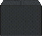 Garden Storage Box Black Poly Rattan Resin Wicker Container Chest 76.9 Gal Weather Resistant Outdoor Patio Deck Cushion Bench with Lockable Lid for Backyard Porch Balcony Yard