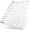 Ohuhu Over Sink Dish Drying Rack, 17.6" W x 15.4" L Roll Up Dish Racks Kitchen Sink Organizer Silicone Wrapped Large in Sink Dish Drying Rack Foldable Rolling Drain Mats Anti-Slip