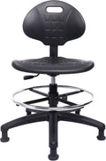 Drafting Stool - Easy to Clean! Ergonomic Polyurethane Chair. Seat Height (18"-26") Adjustable w/Heavy Duty Footring for Home, Automotive, Lab, Cleanroom (Glides, Medium Stool)