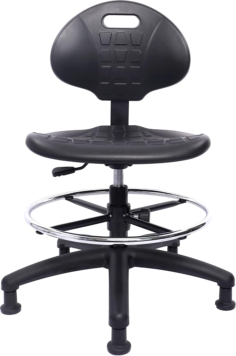Drafting Stool - Easy to Clean! Ergonomic Polyurethane Chair. Seat Height (18"-26") Adjustable w/Heavy Duty Footring for Home, Automotive, Lab, Cleanroom (Glides, Medium Stool)
