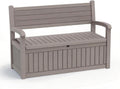EasyUp 80 Gallon Outdoor Storage Bench, Waterproof Resin Deck Box with Lockable Lid Indoor Outdoor Storage Cushions Furniture Tools for Patio,Garden,and Porch (Gray)