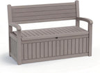 EasyUp 80 Gallon Outdoor Storage Bench, Waterproof Resin Deck Box with Lockable Lid Indoor Outdoor Storage Cushions Furniture Tools for Patio,Garden,and Porch (Gray)
