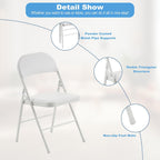 White Folding Chairs 10 Pack, Back Padded Folding Chairs with Cushion, Steel Frame, Portable Stackable Commercial Seat, Chairs for Party Events Office Birtydayt Wedding Indoor Outdoor