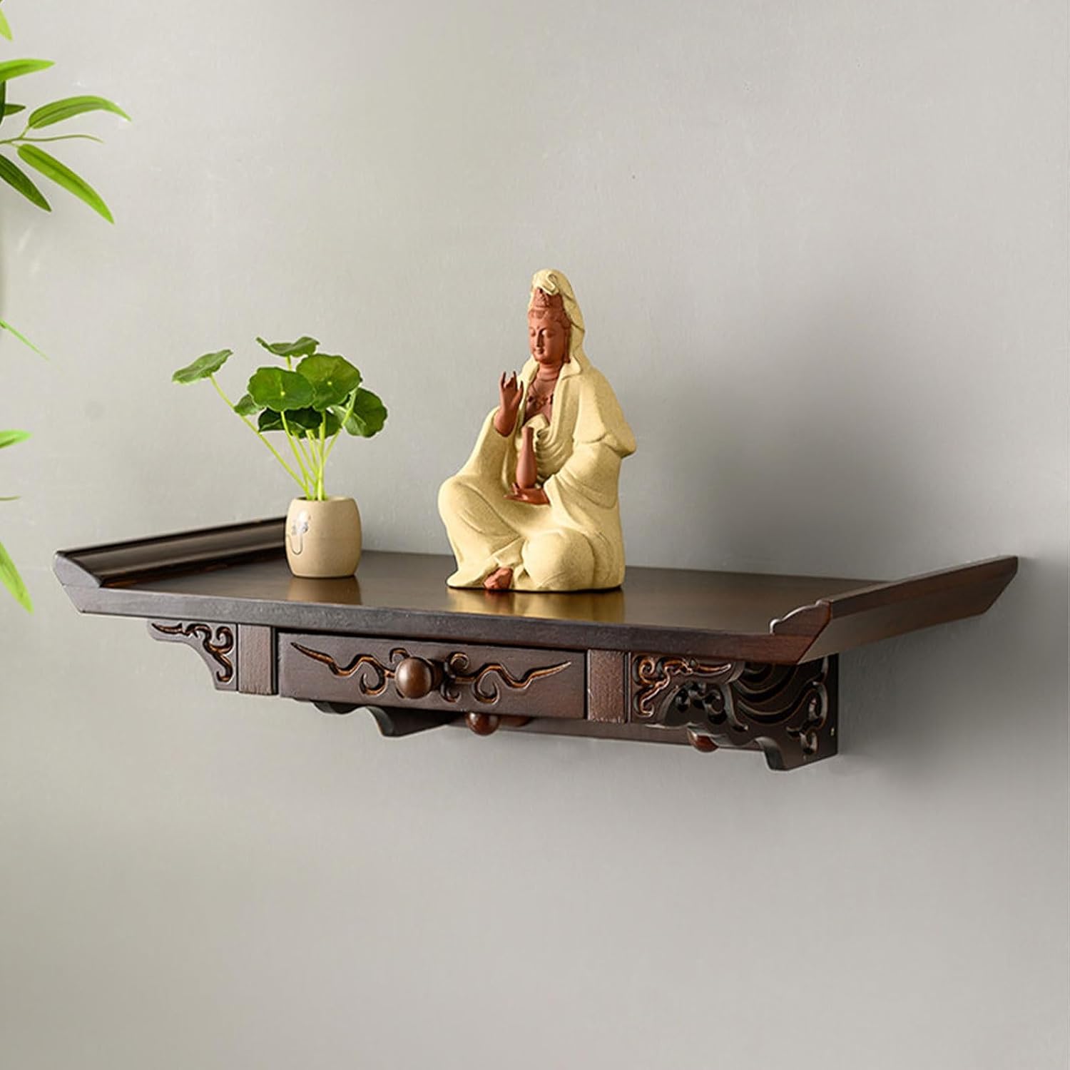 Personal Shrine Altar Table, Free Standing Altar Table, Pooja for Home, with Storage, for Meditation Prayer Spiritual(60 * 25cm/23.6 * 9.8in)