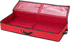 Wrapping Paper Storage Container | Under Bed Gift Wrap Organizer for 30 Inch Rolls | 31”x13.5”x4.5” | 600D Oxford Material | Box Holder with Pockets for Ribbon, Bows, and Accessories (Red)
