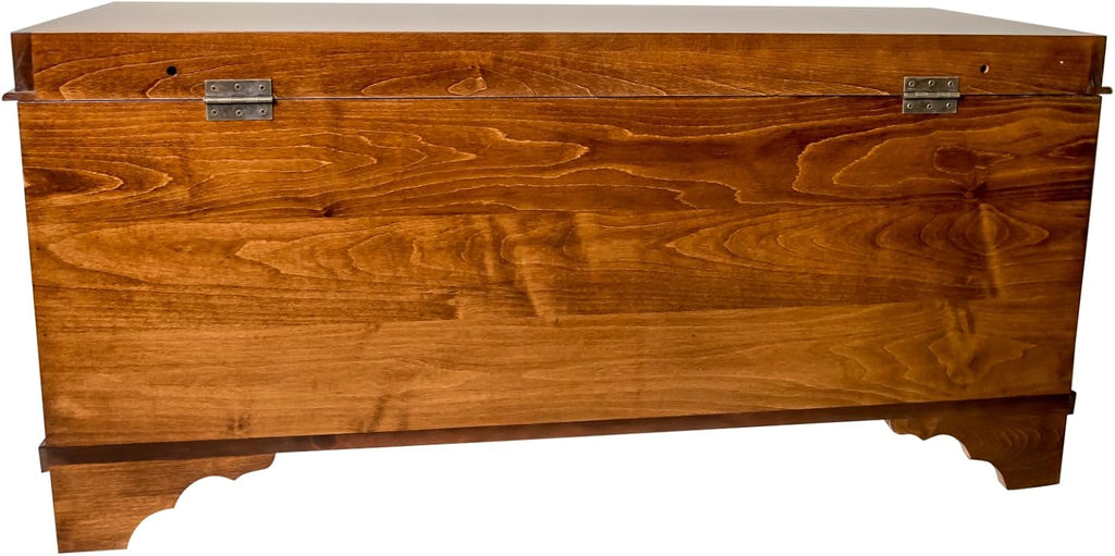 Rustic Red Door Co. Cedar Hope Chest with Waterfall Top, Amish Made Wooden Storage Trunk Box for Bedroom, Blanket, Clothes, Anti-Slam Hinges and Lock, 36", Brown Maple Wood, Asbury Stain