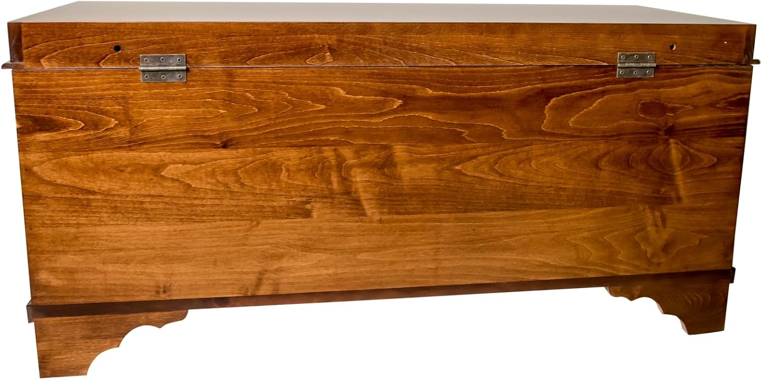 Rustic Red Door Co. Cedar Hope Chest with Waterfall Top, Amish Made Wooden Storage Trunk Box for Bedroom, Blanket, Clothes, Anti-Slam Hinges and Lock, 36", Brown Maple Wood, Asbury Stain