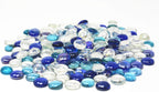 TSY TOOL 3 Lb (300PCS) Flat Glass Marbles Blue, Clear Mixed Color Glass Gems Pebbles Stones Marbles Vase Filler Accents and Crafting Aquarium Decor