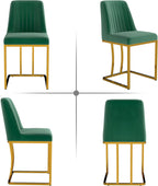 LSSBOUGHT Velvet Upholstered Dining Chairs Set of 6, Mid Century Modern Padded Chair with Gold Metal Frame for Restaurant,Dining Room,Kitchen (Green, 6PCS)