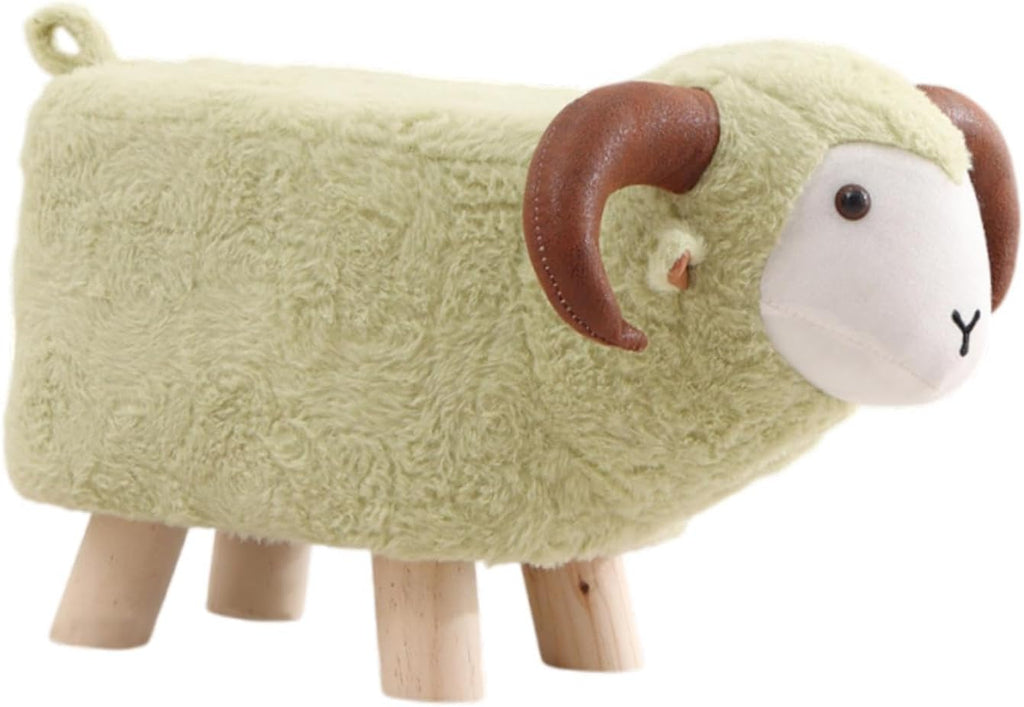Animal Footstool Footrest Ottoman Soft Non Slip Feet Multifunctional Home Decor Kids Stool for Playroom Indoor Living Rooms, Green