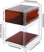 Acrylic Side Table, Acrylic Nightstand for Bedroom, Side Table for Living Room, Night Stand, 44.09 Lbs Load-Bearing Capacity Coffee Table for Living Rooms, Bedrooms, Offices