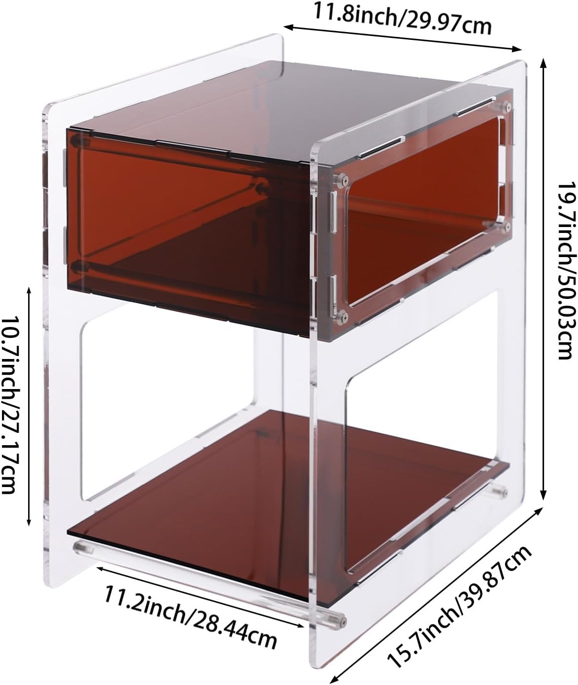 Acrylic Side Table, Acrylic Nightstand for Bedroom, Side Table for Living Room, Night Stand, 44.09 Lbs Load-Bearing Capacity Coffee Table for Living Rooms, Bedrooms, Offices