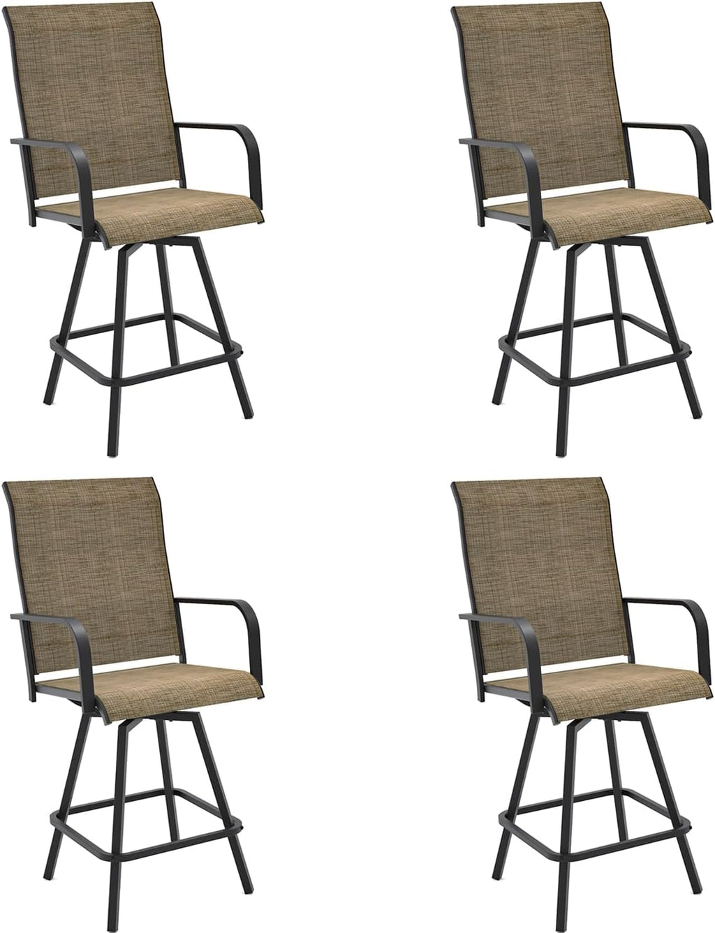 Anmutig Patio Bar Chairs Set of 4 for Outdoor High Back Stools with Footrest - Brown