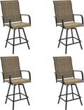 Anmutig Patio Bar Chairs Set of 4 for Outdoor High Back Stools with Footrest - Brown