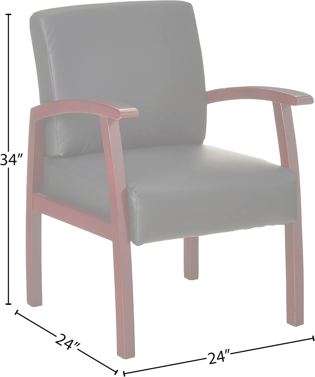 Lorell Black Leather/Wood Frame Guest Chair, Mahogany/Black