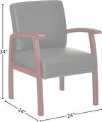 Lorell Black Leather/Wood Frame Guest Chair, Mahogany/Black