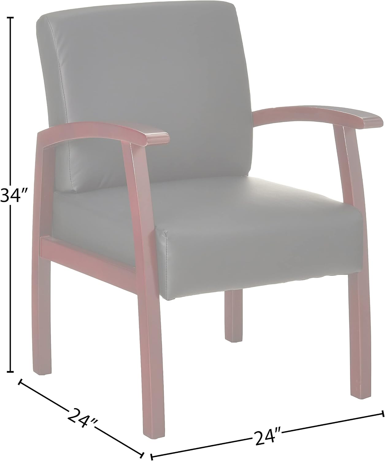 Lorell Black Leather/Wood Frame Guest Chair, Mahogany/Black