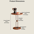 Chinese retro style solid wood Round Sofa Side Table,Bar Pub Small Coffee Table with Metal Table Legs, End Table Decorative for Bedroom,Living Room,Patio,Balcony(15.7*15.7*20.5inches, Cherry)
