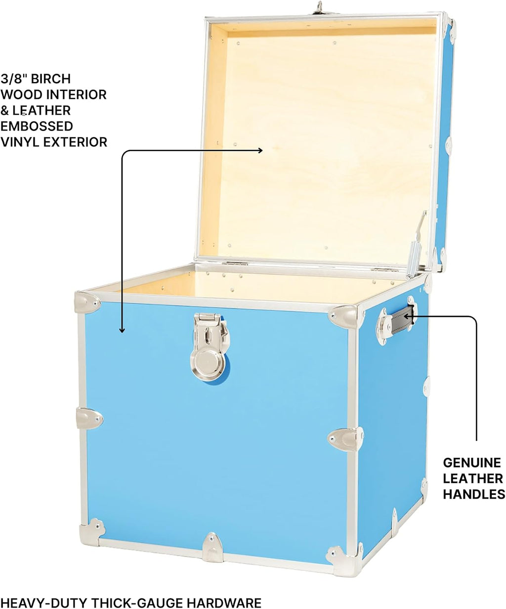 Rhino Trunk & Case Classic Cube Trunk - Home Storage Box, College Footlocker and Seating - 18"x18"x20", 1500+ lbs Capacity, Many Colors, Soft-Close Lid. USA Made Secure Dorm Furniture & Organization