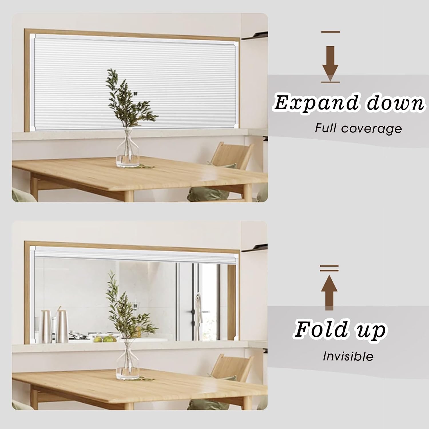 Honeycomb Foldable Panels, Small Folding Door Window with Black Aluminu for Kitchen, Dining Room, and Wall Cupboards - Space-Saving Design