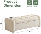 Upholstered End of Bed Bench with Storage,Oversized Corduroy Storage Ottoman Bench for Living Room,Ottoman Foot Rest for Bedroom,Beige