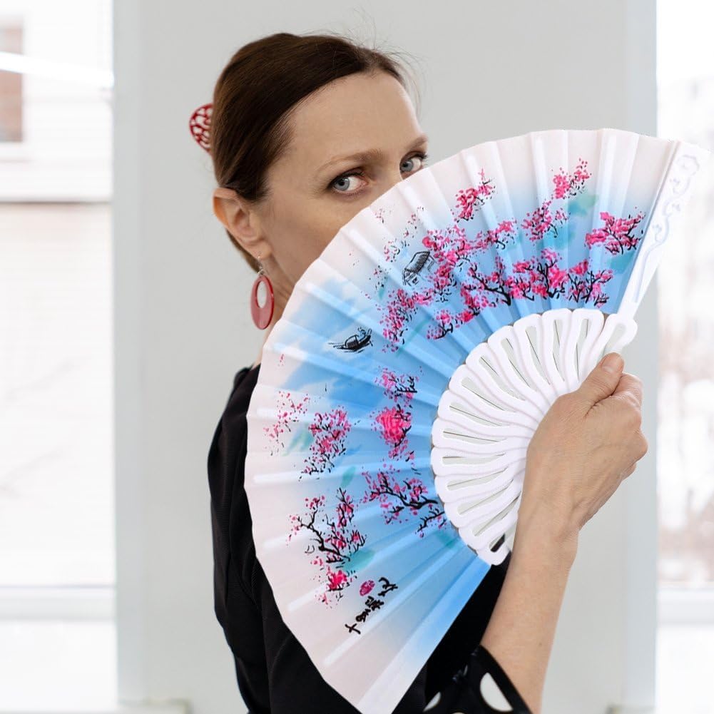 4pcs Floral Folding Hand Fan Vintage Retro Plastic Handheld Fans Folding Fan Wedding Dancing Church Party