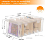 Trading Card Storage Box with 6 Dividers,Toploads Storage Box Plastic Baseball Card Storage Box for 500+ Sports Cards 100+ Top Loads for MTG Magic TCG Yugioh Playing Card Case Holder (2 Pack)