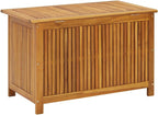 Patio Storage Box Solid Wood Acacia 35.4"x19.7"x22.8" Weather Resistant Deck Garden Bench Chest with Bag for Backyard Porch Yard Outdoor Seating