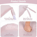 5PCS Glider Rocker Replacement Cushions Thick Soft Velvet Glider Cushions Replacement Set with Ottoman Cushion and Storage Pockets, Light Pink