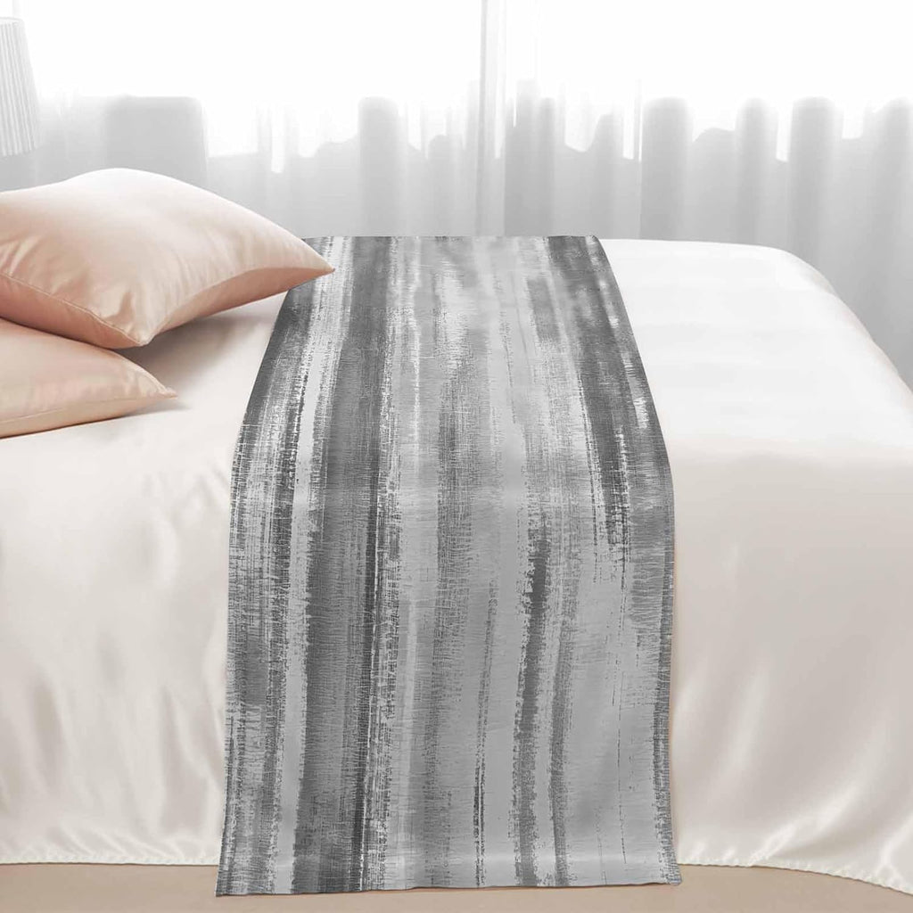 Gray Black Ombre Bed Runner King Size, Modern Abstract Art Oil Painting Bed Scarf Protector Slipcover for Bedroom Wedding Room Hotel, Bedding Runner Throws for Foot of Beds 94"x20"