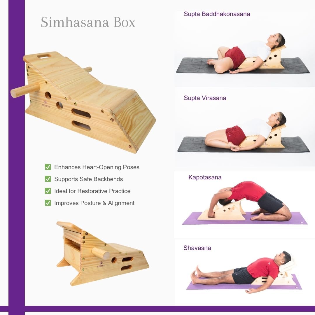 Yogikuti Simhasana Box - Yoga Heart Bench, Face & Neck Relief for Stress Reduction and Relaxation, Perfect for Restorative and Yin Yoga Practice