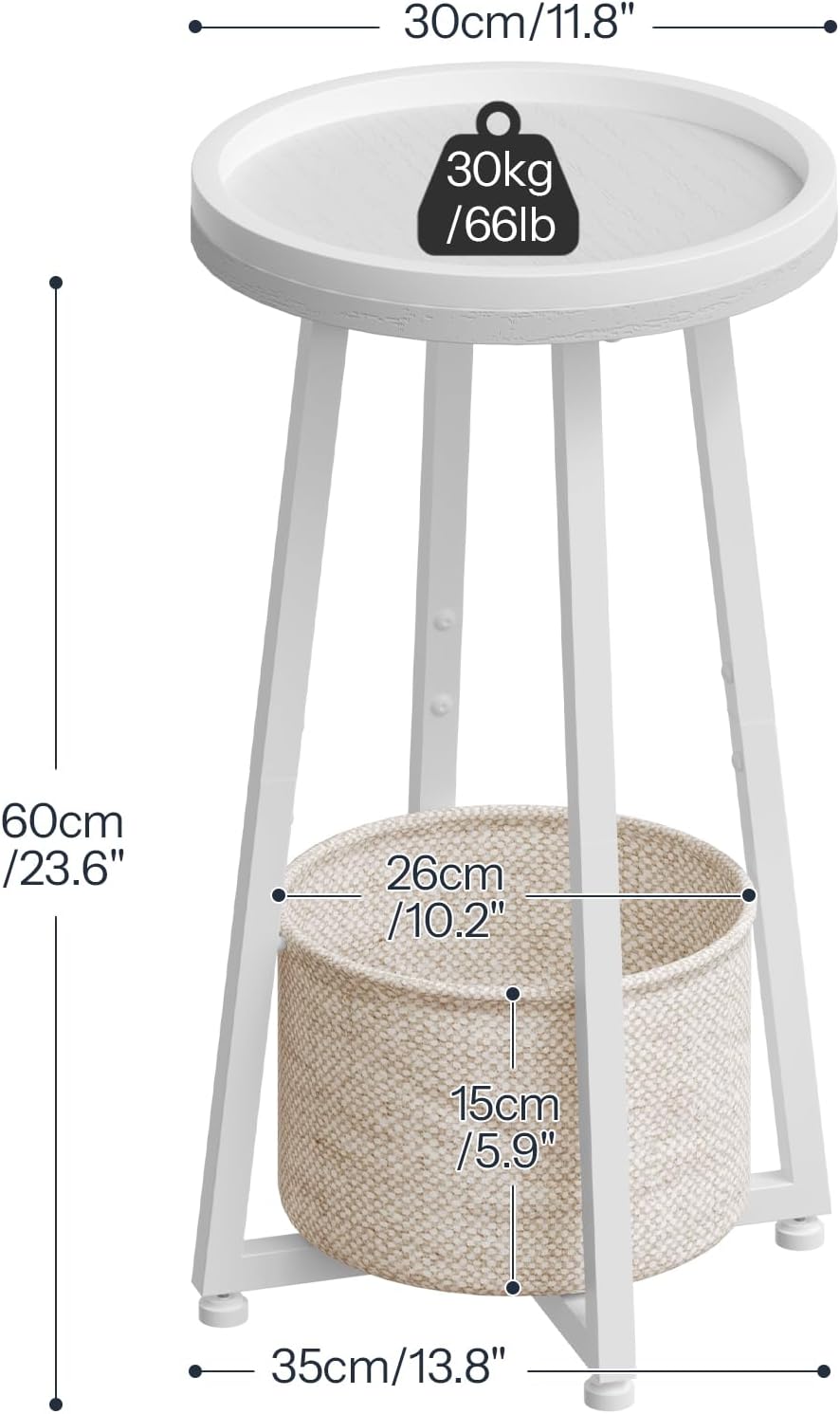 HOOBRO Round Side Table and Nightstand Bundle, 2-Tier Round Sofa End Table, Modern End Table with 1 Drawer and 1 Open Compartment, WW183BZ01-NL208BZ01
