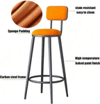 Commercial Stainless Steel Stool, Metal Bar Stools, Reception Chair, Tall Executive Office Chair, with Back and Footrest, for Small Spaces Home Bedroom Study(Pink,85cm)