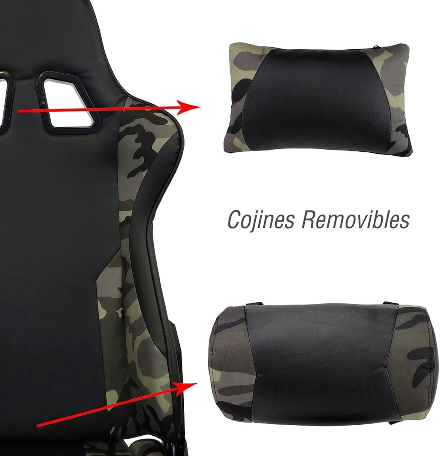 AudioTek Silla Gamer Video Juegos Gaming Reclinable Cómoda Consolas Pc Juegos Camuflaje Excelente Calidad Premium Computadora Ergonomica
