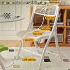 Hollow Design Folding Chair, Breathable Collapsible Chair with Non-Slip Feet, Thickened Carbon Steel Frame for Dining, Office, Kitchen(Gray)