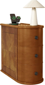 roomfitters 23.6" End Table, Charging Station and Drawers with Wooden Frame for Living Room, Light Walnut