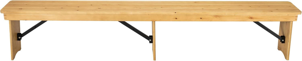 Taylor & Logan Ingles 8' x 12'' Antique Rustic Light Natural Solid Pine Folding Farm Bench with 3 Legs